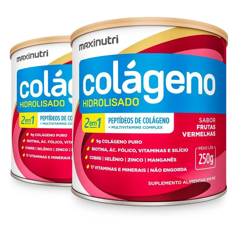 Kit 2 Colágeno Hidrolisado Maxinutri 250g Frutas Vermelhas
