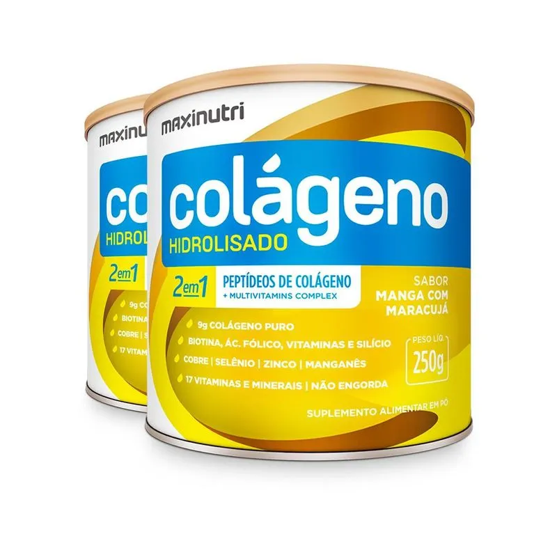 Kit 2 Colágeno Hidrolisado Maxinutri 250g Manga Com Maracujá