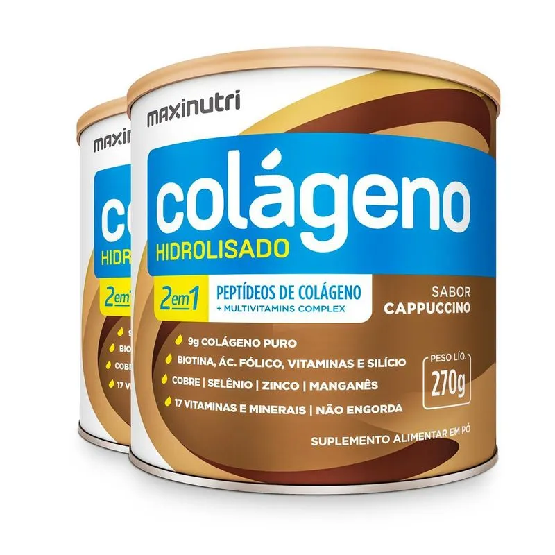 Kit 2 Colágeno Hidrolisado 2 Em 1 Maxinutri 270g Cappucino