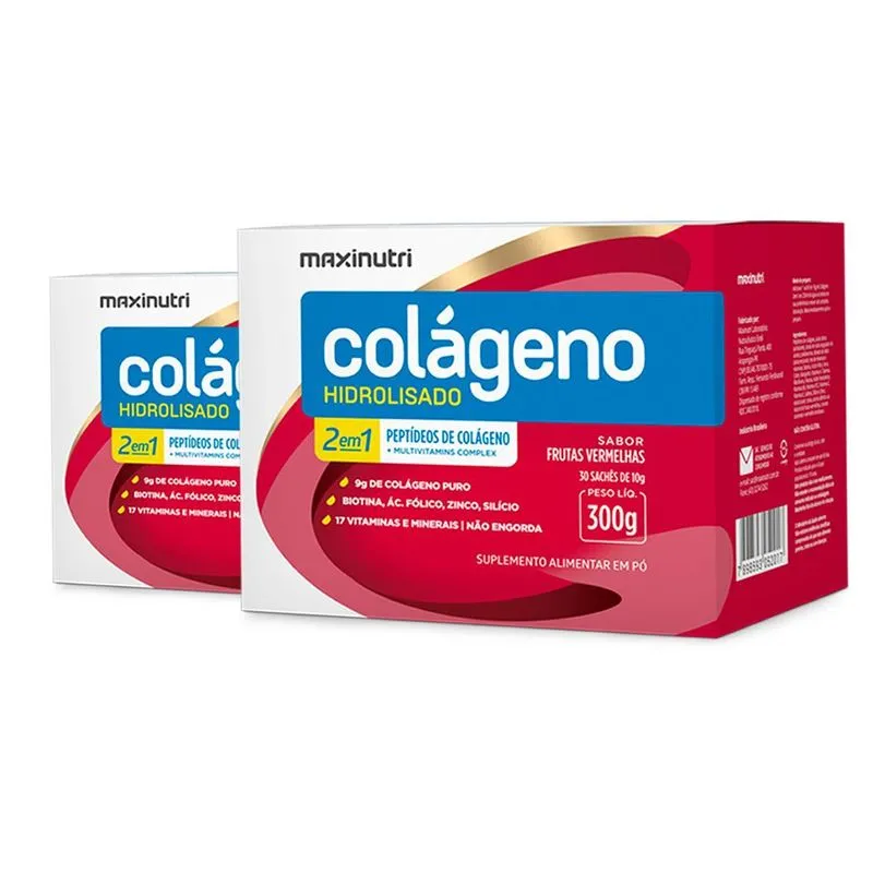 Kit 2 Colágeno Maxinutri 30 Sachês Frutas Vermelhas