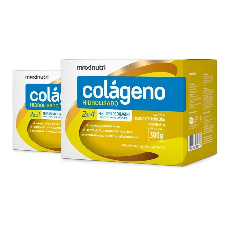 Kit 2 Colágeno Maxinutri 30 Sachês Manga Com Maracujá