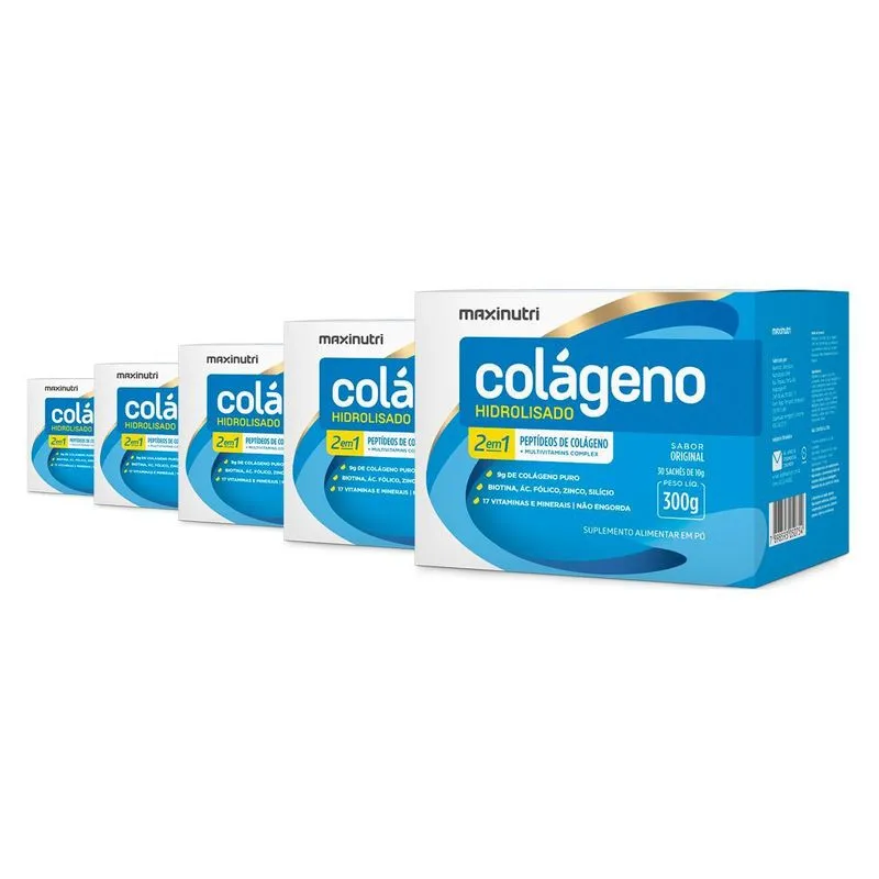 Kit 5 Colágeno Hidrolisado Maxinutri 30 Sachês