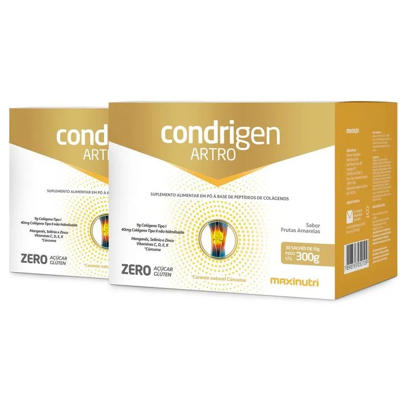 Kit 2 Condrigen Artro Maxinutri 30 Sachês Frutas Amarelas