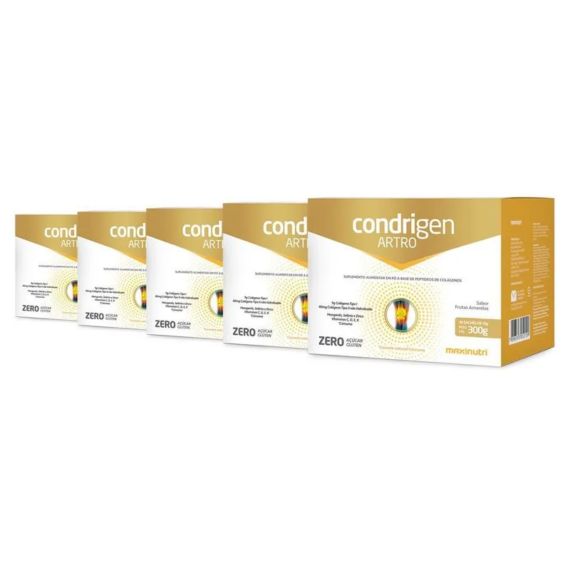 Kit 5 Condrigen Artro Maxinutri 30 Sachês Frutas Amarelas