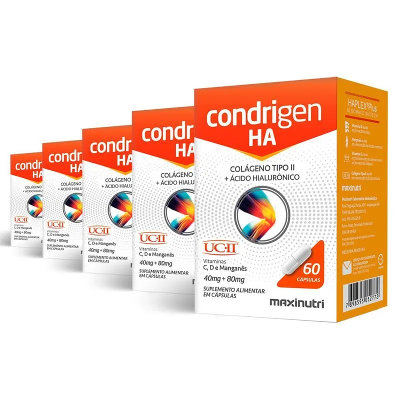 Kit 5 Condrigen Há Colágeno Tipo 2 Maxinutri 60 Cápsulas