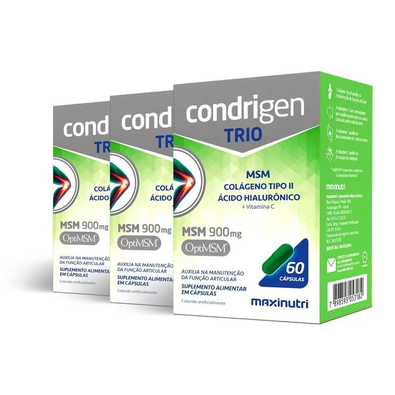 Kit 3 Condrigen Trio Msm Maxinutri 60 Cápsulas