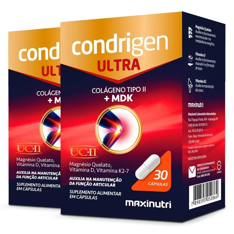 Kit 2 Condrigen Ultra Colágeno + Mdk Maxinutri 30 Cápsulas