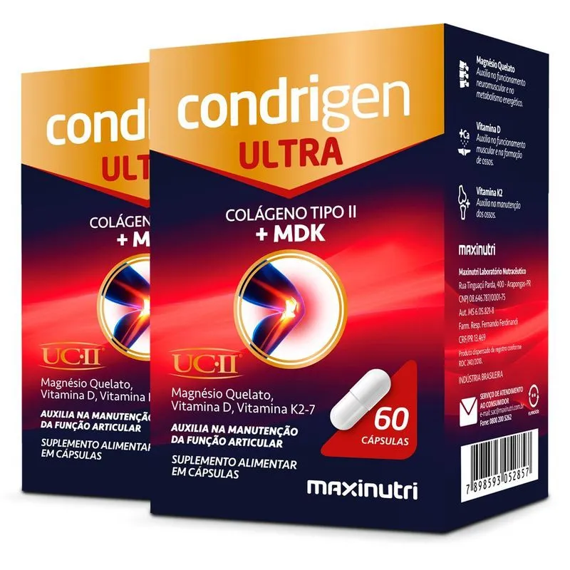 Kit 2 Condrigen Ultra Colágeno + Mdk Maxinutri 60 Cápsulas