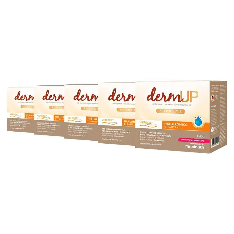 Kit 5 Dermup Supreme Maxinutri 30 Sachês Frutas Vermelhas