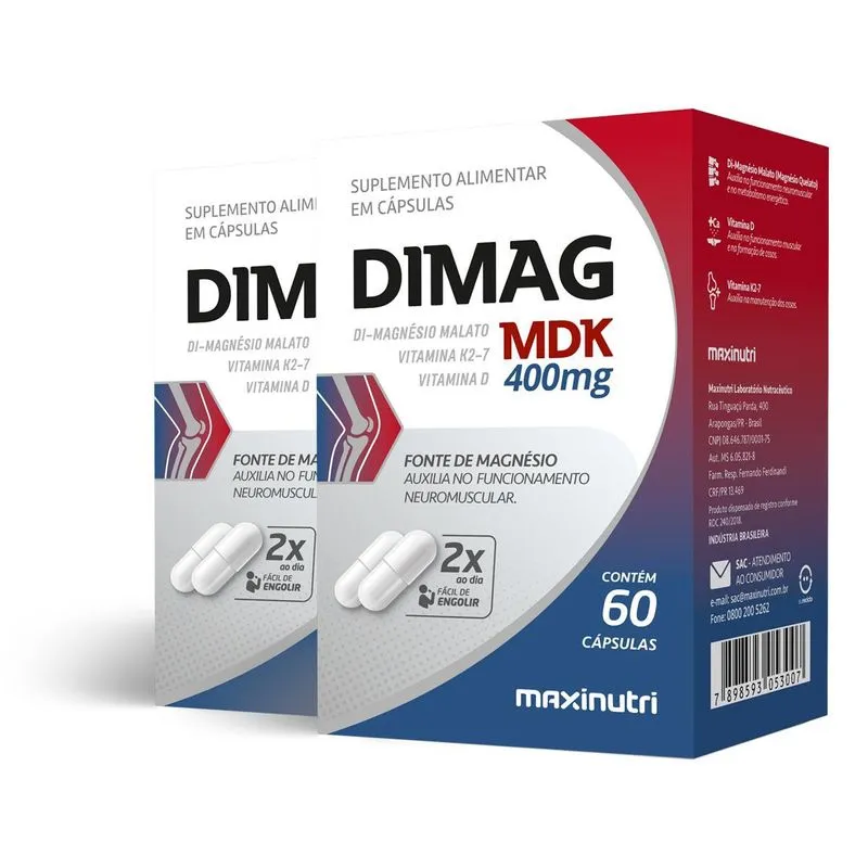Kit 2 Dimag Mdk 400mg Maxinutri 60 Cápsulas