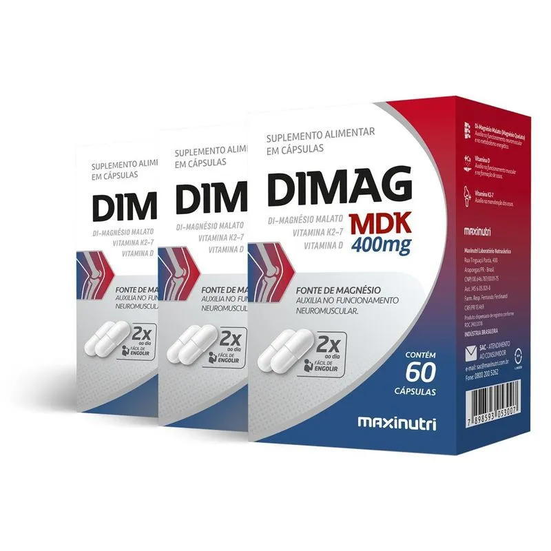 Kit 3 Dimag Mdk 400mg Maxinutri 60 Cápsulas