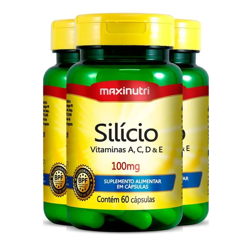 Kit 3 Silício 100mg Maxinutri 60 Cápsulas