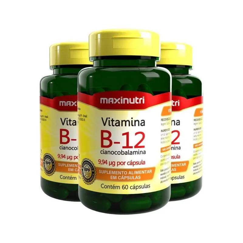 Kit 3 Vitamina B12 100% Idr Maxinutri 60 Cápsulas