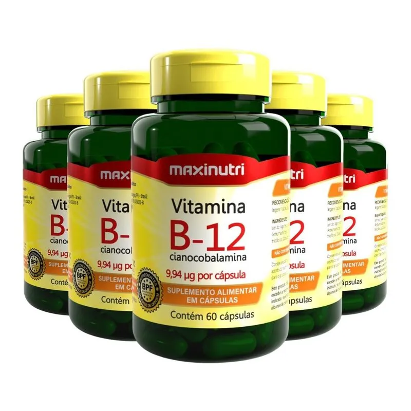 Kit 5 Vitamina B12 100% Idr Maxinutri 60 Cápsulas