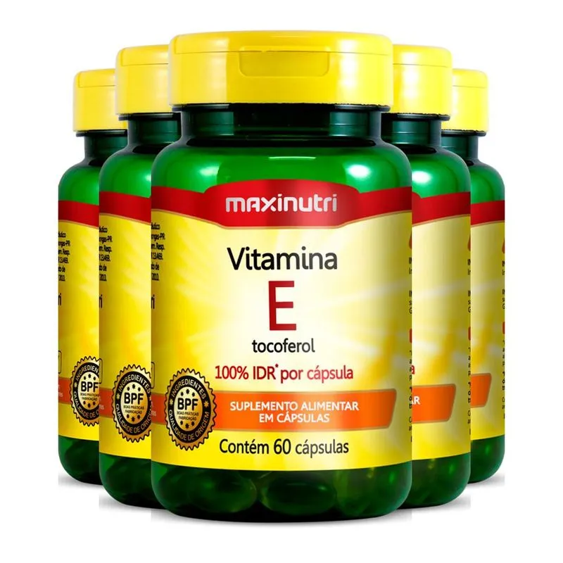 Kit 5 Vitamina E 100%idr Maxinutri 60 Cápsulas