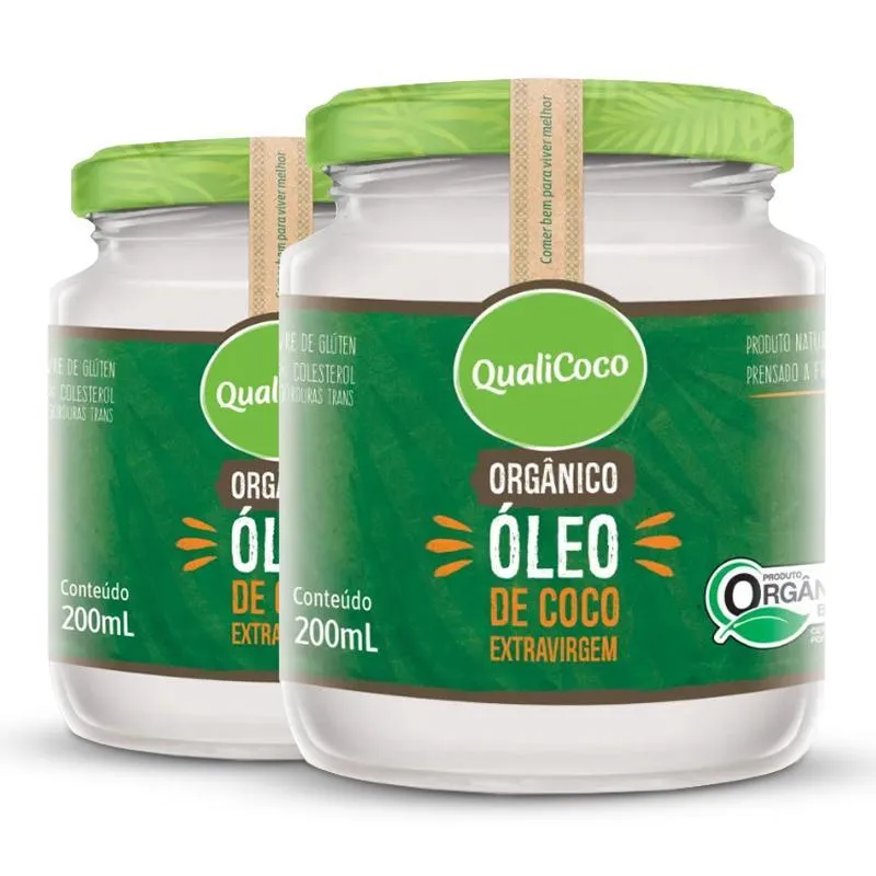 Kit 2 Óleo De Coco Orgânico Extra Virgem Qualicoco 200ml