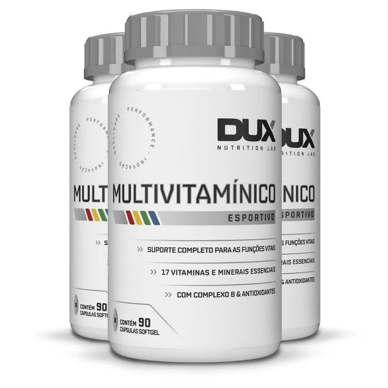 Kit 3 Multivitamínico Dux Esportivo Sem Sabor 90 Cápsulas
