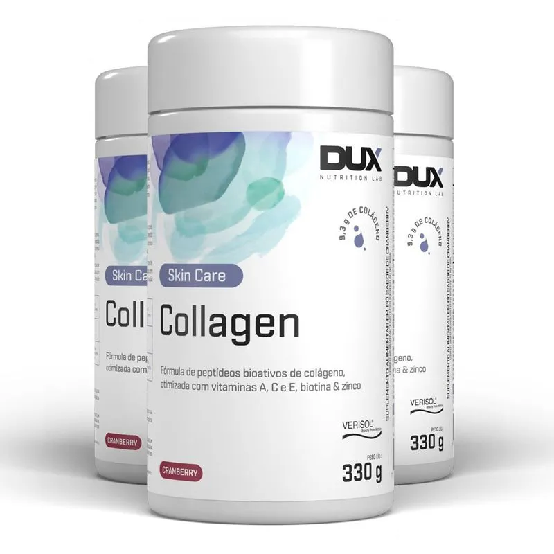 Kit 3 Colágeno Hidrolisado Dux Collagen Cranberry 330g