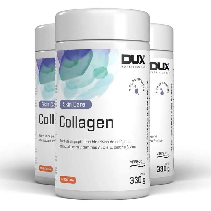 Kit 3 Colágeno Hidrolisado Dux Collagen Tangerina 330g