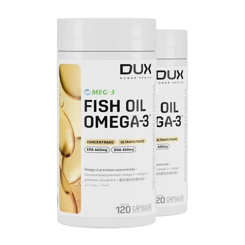 Kit 2 Ômega 3 Dux Fish Oil Sem Sabor 120 Cápsulas
