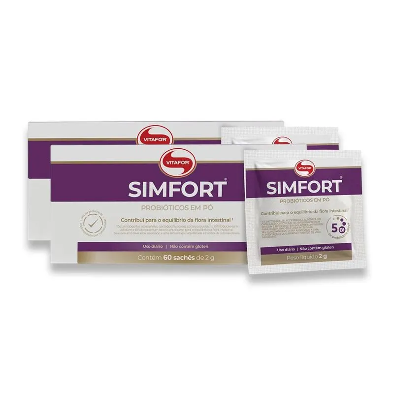 Kit 2 Simfort Mix De Probióticos Vitafor 60 Sachês De 2g