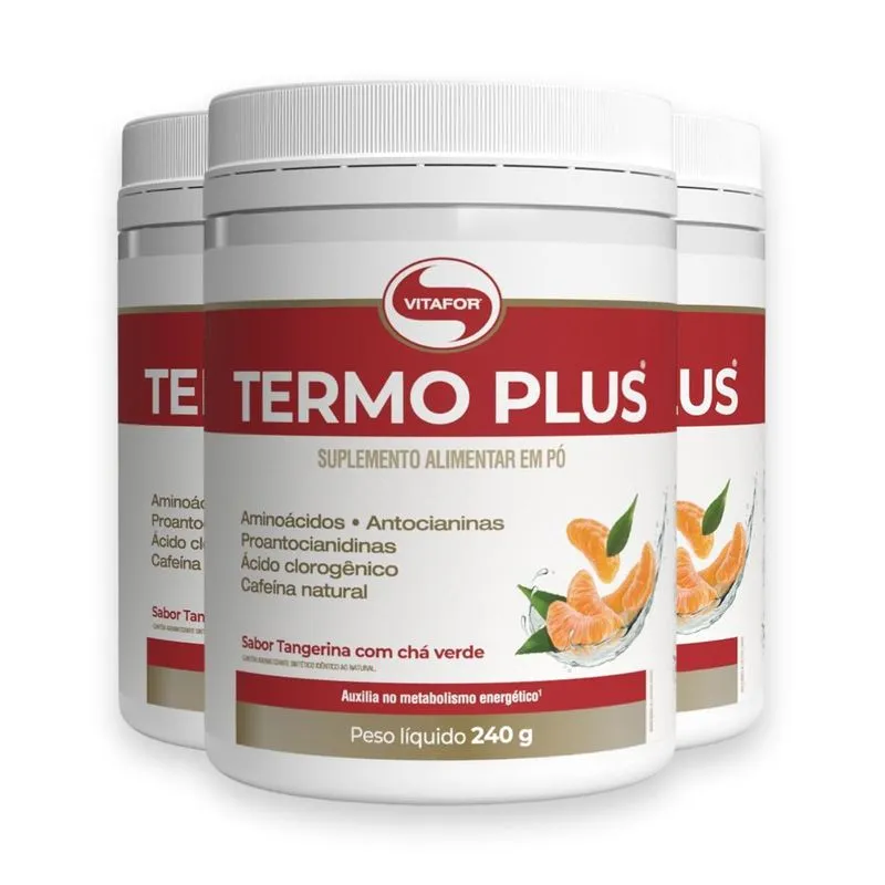 Kit 3 Termo Plus Vitafor 240G Tangerina Com Chá Verde