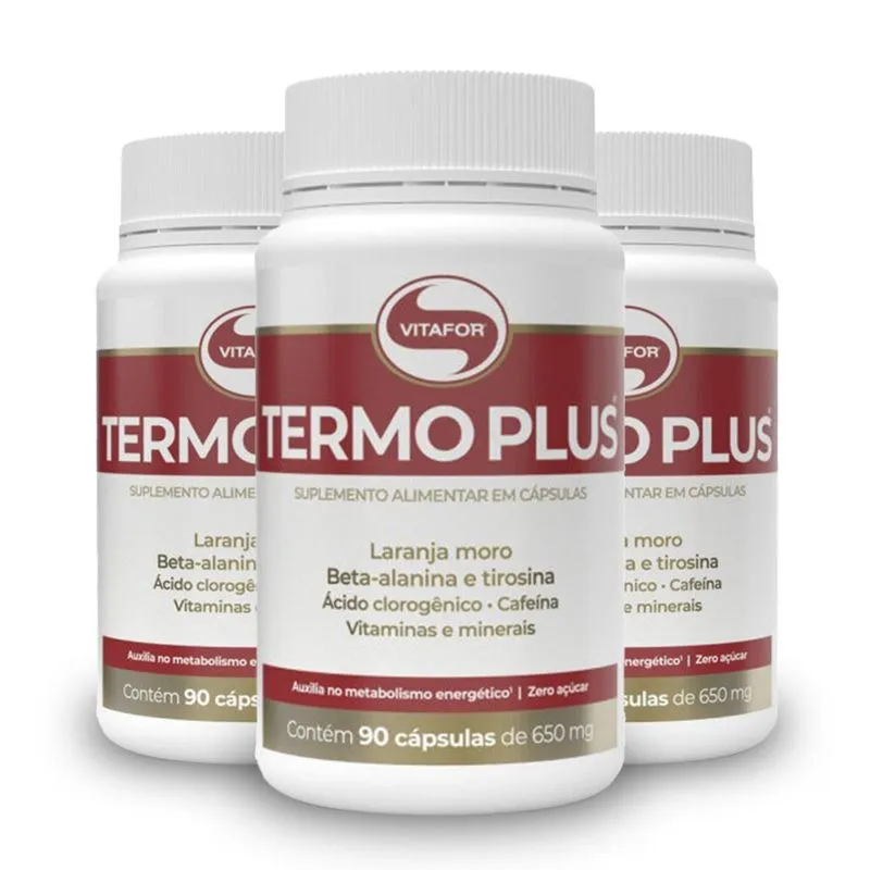Kit 3 Termo Plus Vitafor Tangerina E Chá Verde 90 Cápsulas