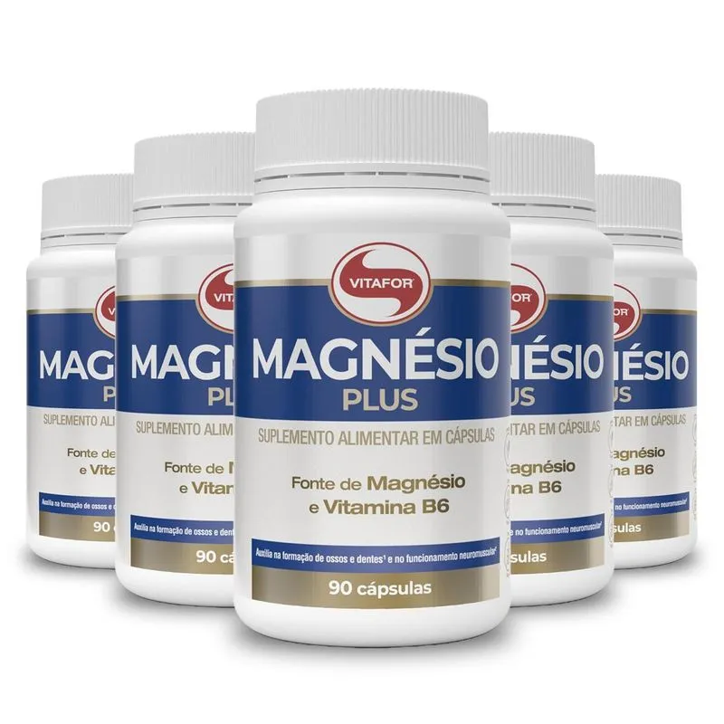 Kit 5 Magnésio Plus Vitafor 90 Cápsulas