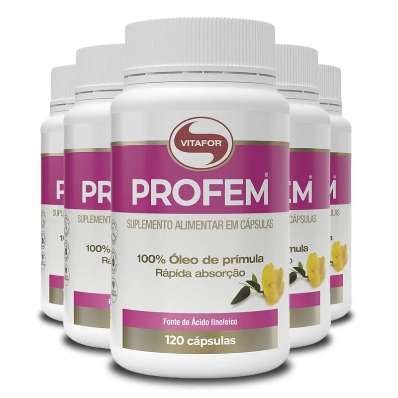 Kit 5 Óleo De Prímula Profem Vitafor 120 Cápsulas