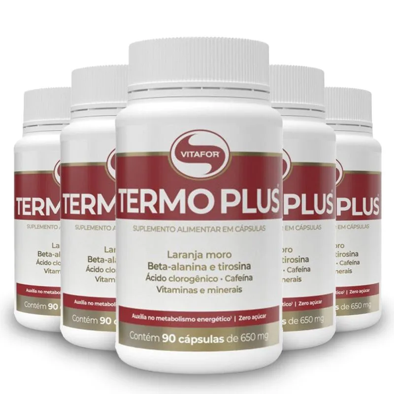 Kit 5 Termo Plus Vitafor Tangerina E Chá Verde 90 Cápsulas