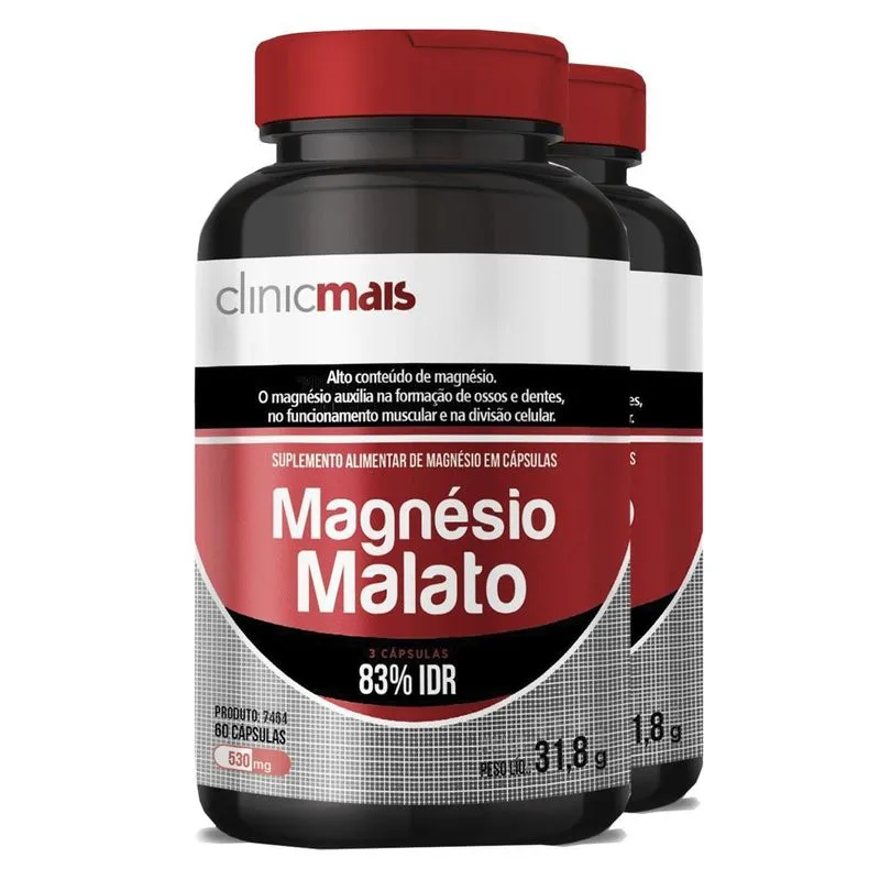 Kit 2 Magnésio Malato Clinicmais 60 Capsulas