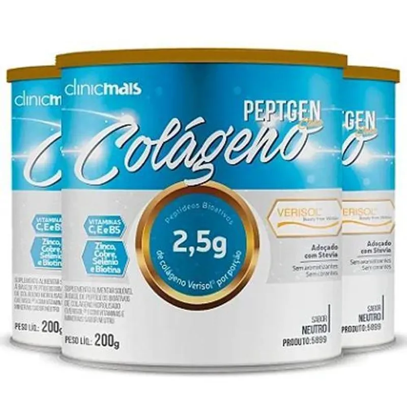 Kit 3 Colágeno Verisol Clinicmais 200g Neutro