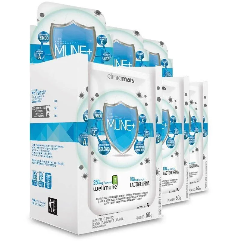 Kit 3 Mune + Clinicmais Wellmune Cranberry Laranja 10 Sachês