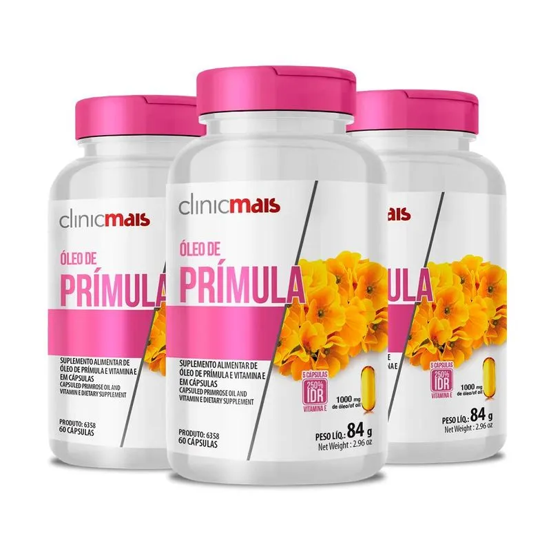 Kit 3 Óleo De Prímula 1000mg Clinicmais 60 Cápsulas