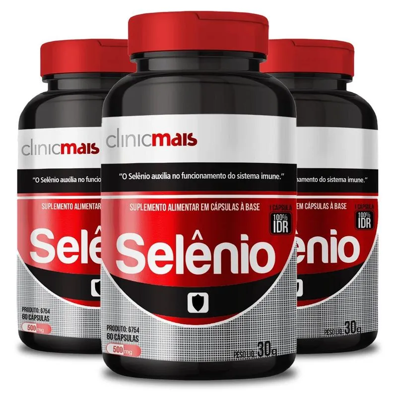 Kit 3 Selênio Clinicmais 60 Cápsulas 500 Mg