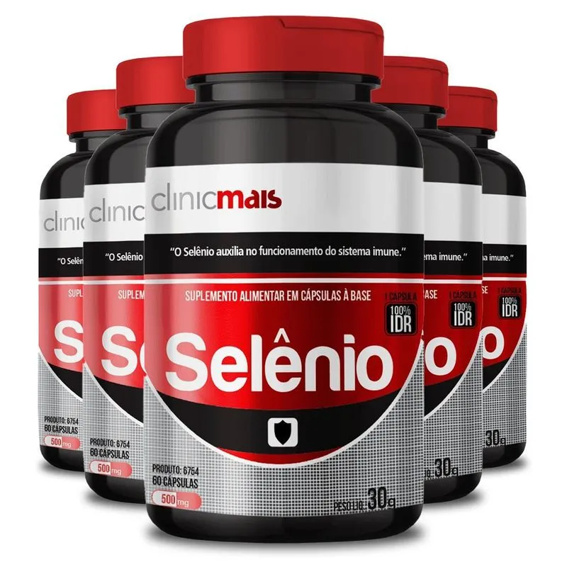 Kit 5 Selênio Clinicmais 60 Cápsulas 500 Mg