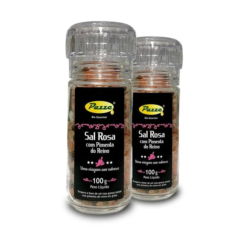 Kit 2 Sal Rosa Com Pimenta Do Reino Moedor Pazze 100g