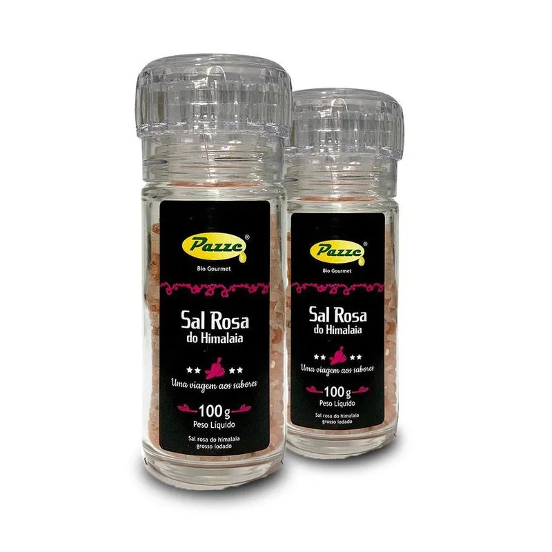 Kit 2 Sal Rosa Do Himalaia Moedor Pazze 100g