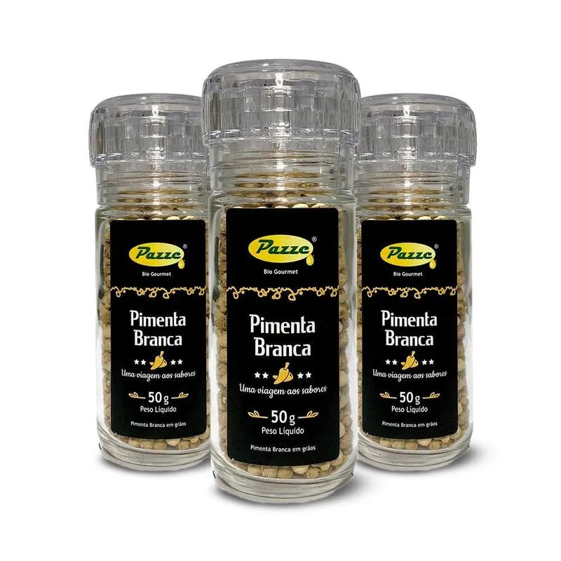 Kit 3 Pimenta Branca Em Grãos Pazze 50g