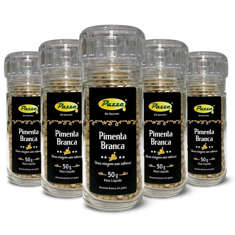 Kit 5 Pimenta Branca Em Grãos Pazze 50g