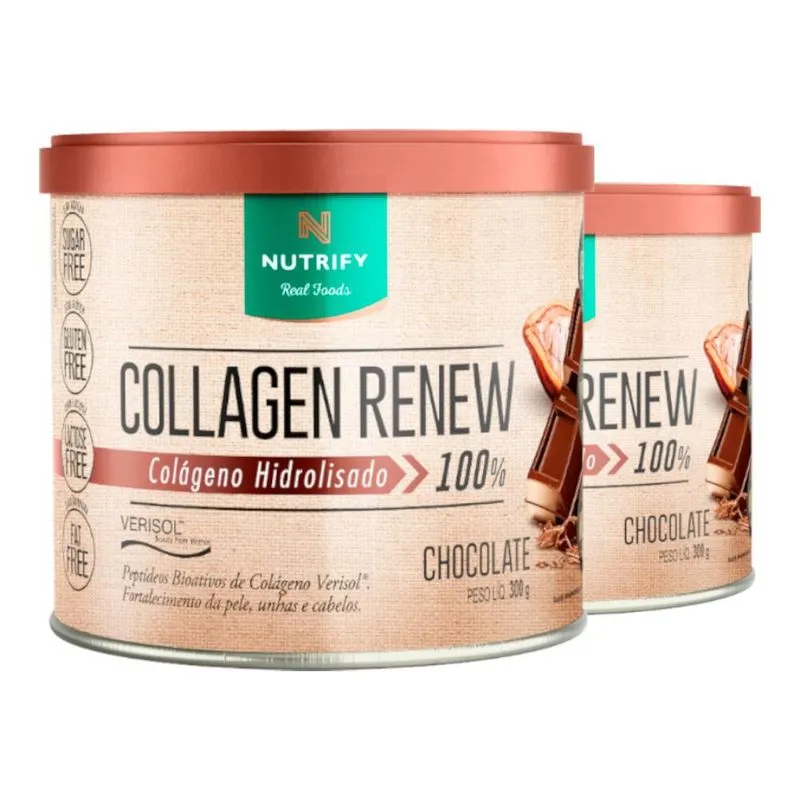 Kit 2 Colágeno Renew Hidrolisado Chocolate Nutrify 300g