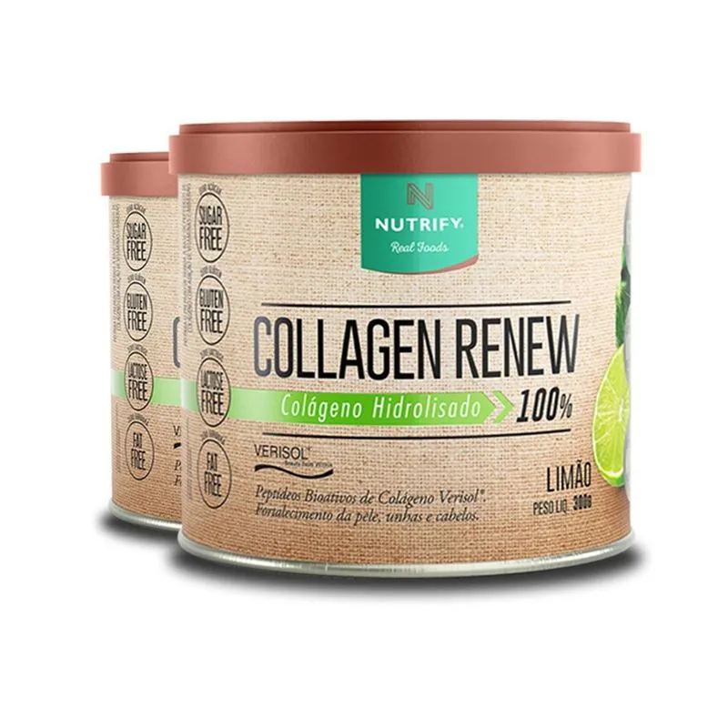 Kit 2 Collagen Renew Colágeno Hidrolisado Limão Nutrify 300g