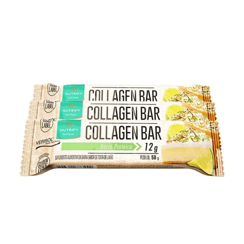 Kit 3 Collagen Bar Nutrify Barra De Proteína Torta De Limão