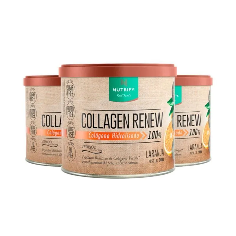 Kit 3 Colágeno Renew Hidrolisado Laranja Nutrify 300g