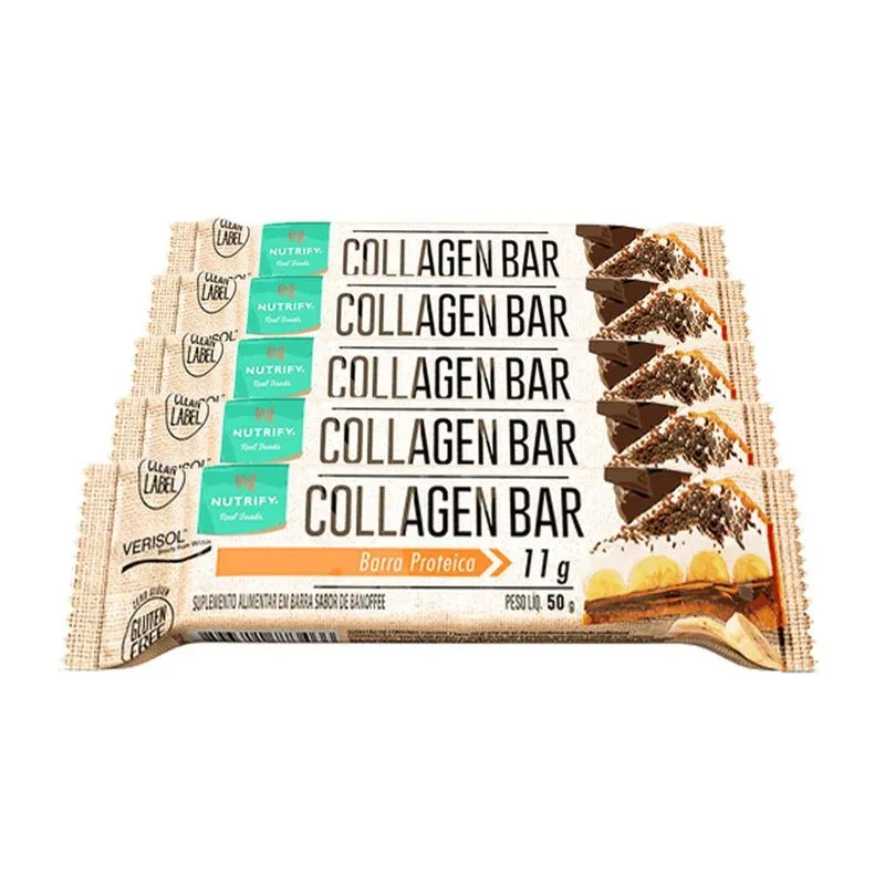 Kit 5 Collagen Bar Nutrify Barra De Proteína Banoffe Und 50g
