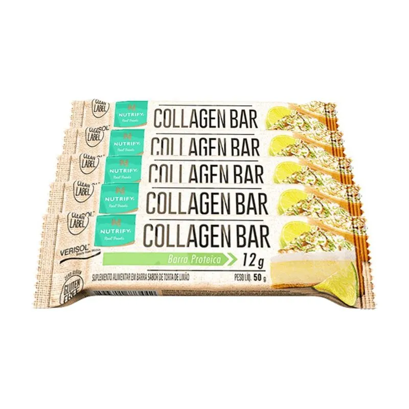 Kit 5 Collagen Nutrify Barra Proteína Torta De Limão Und
