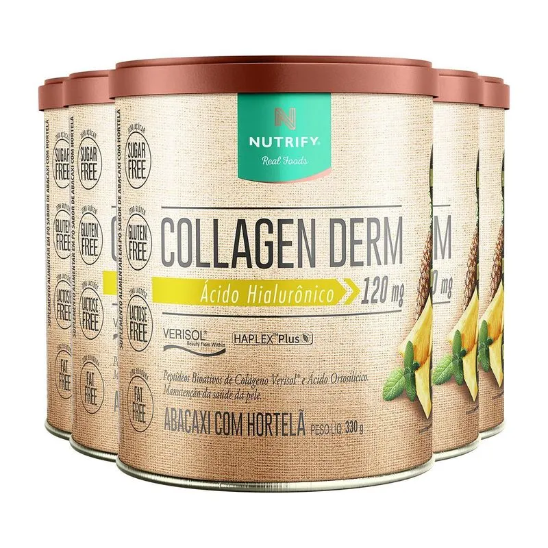 Kit 5 Collagen Derm Hialurônico Abacaxi Hortelã Nutrify 330g
