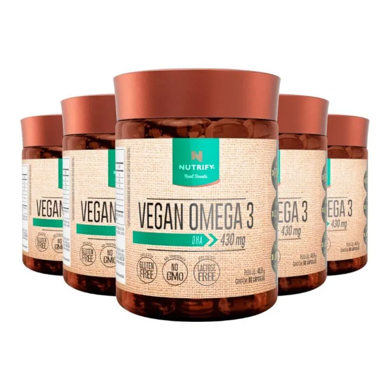 Kit 5 Ômega 3 Vegano Dha Nutrify 60 Cápsulas
