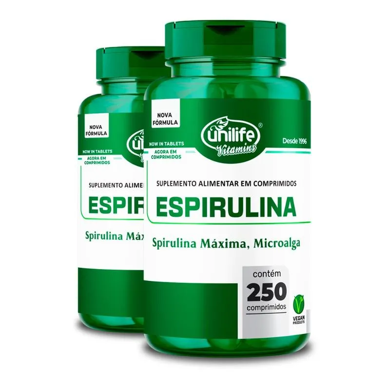 Kit 2 Espirulina Unilife 250 Comprimidos 1000mg