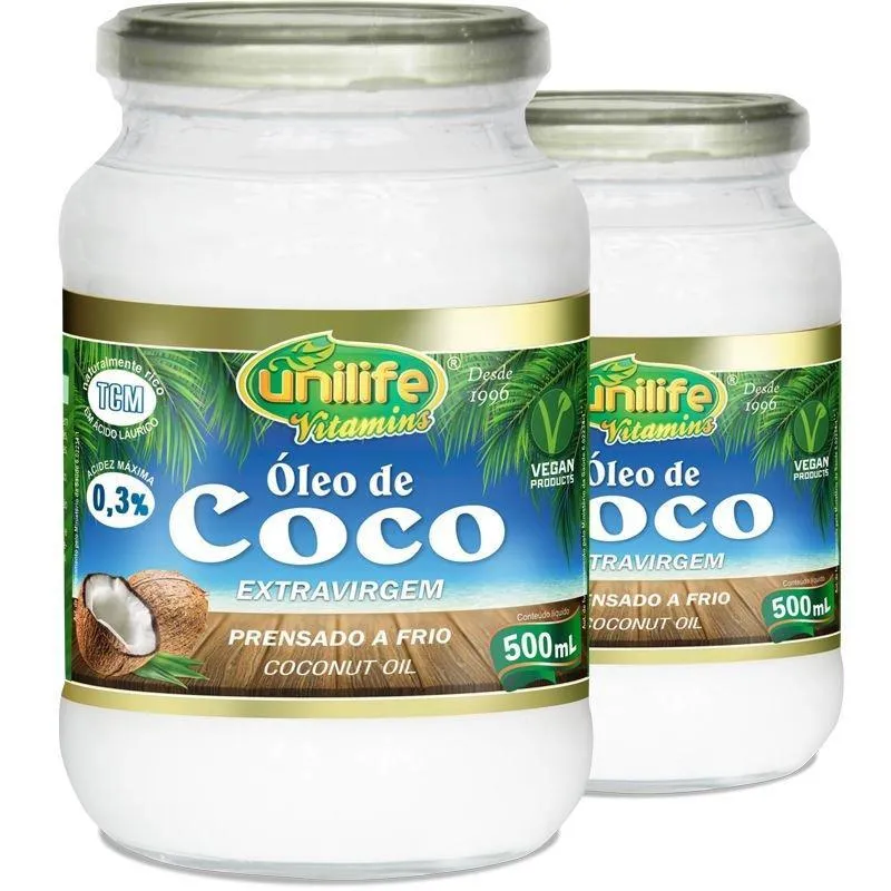 Kit 2 Óleo De Coco Extra Virgem 500ml Unilife